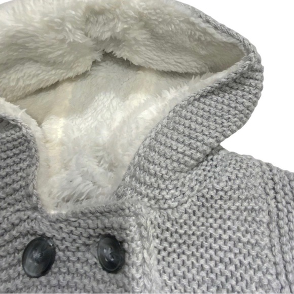 004 Carter's Newborn Baby Gray Knit Sherpa Jacket - Picture 5 of 5